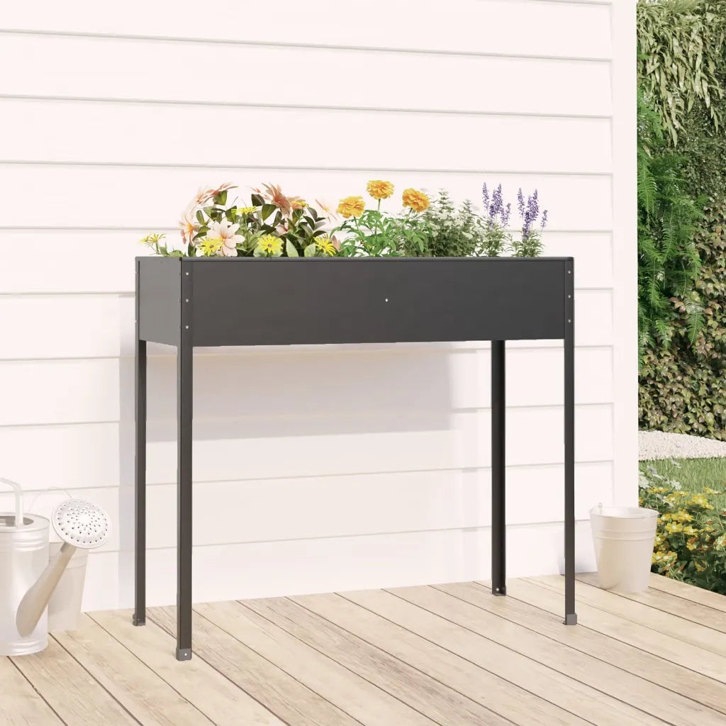 Fioriera da Giardino-Vaso da Esterno Antracite 100,5x40,5x90 cm Acciaio Zincato