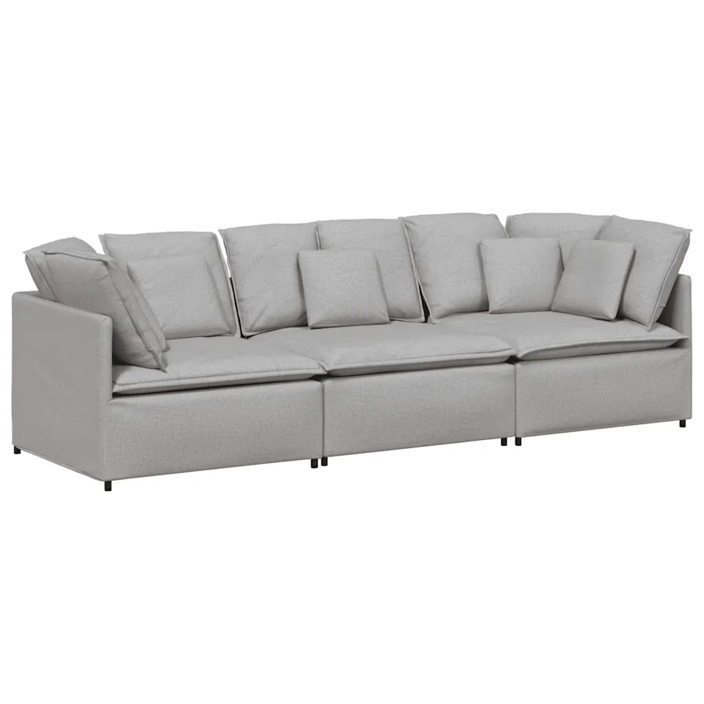 Divano Modulare con Cuscini in Tessuto Grigio Nuvola 3321276
