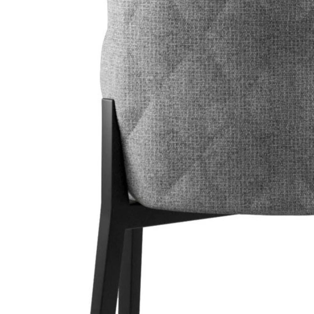 Set di 4 sedie da pranzo imbottite in tessuto grigio scuro Charm con struttura in metallo facili da pulire | Duzzle