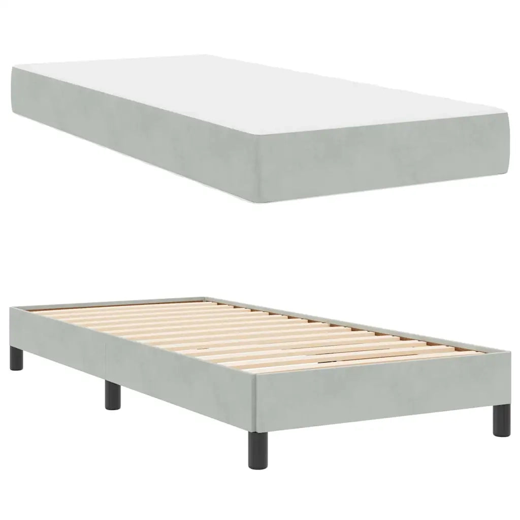Letto a molle con materasso Grigio chiaro 80 x 220 cm Tessuto