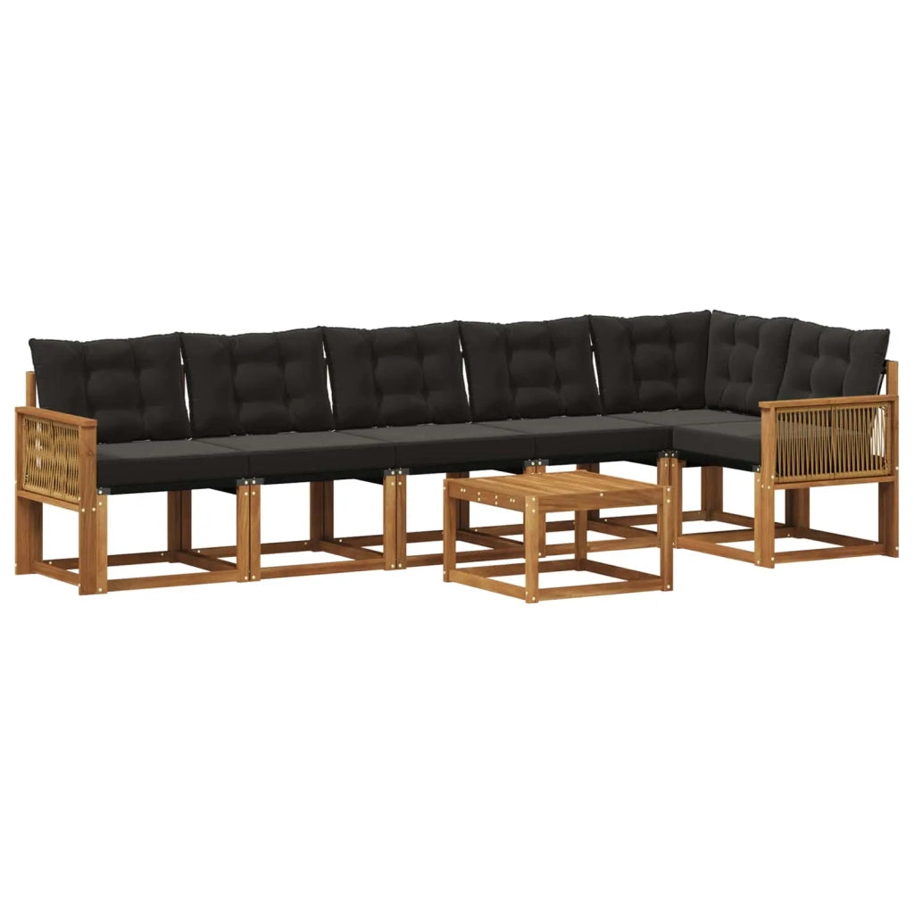 Set di divani da esterno 7 pz Naturale e Nero 3382004