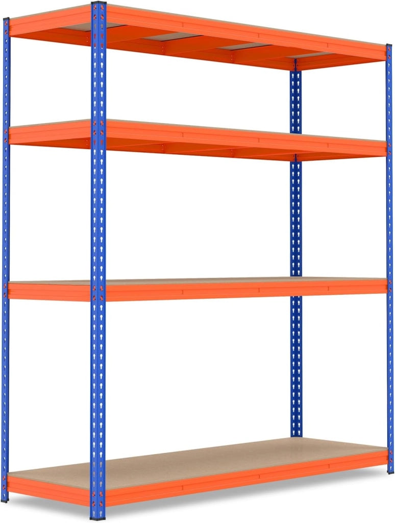 Scaffale Metallo a 4 Ripiani Regolabili, Scaffalatura Alta Portata 2400 KG a Ali Farfalla, Scaffale Industriale in Acciaio e MDF, per Casa, Cucina e Garage, 181 x 61 x203 cm
