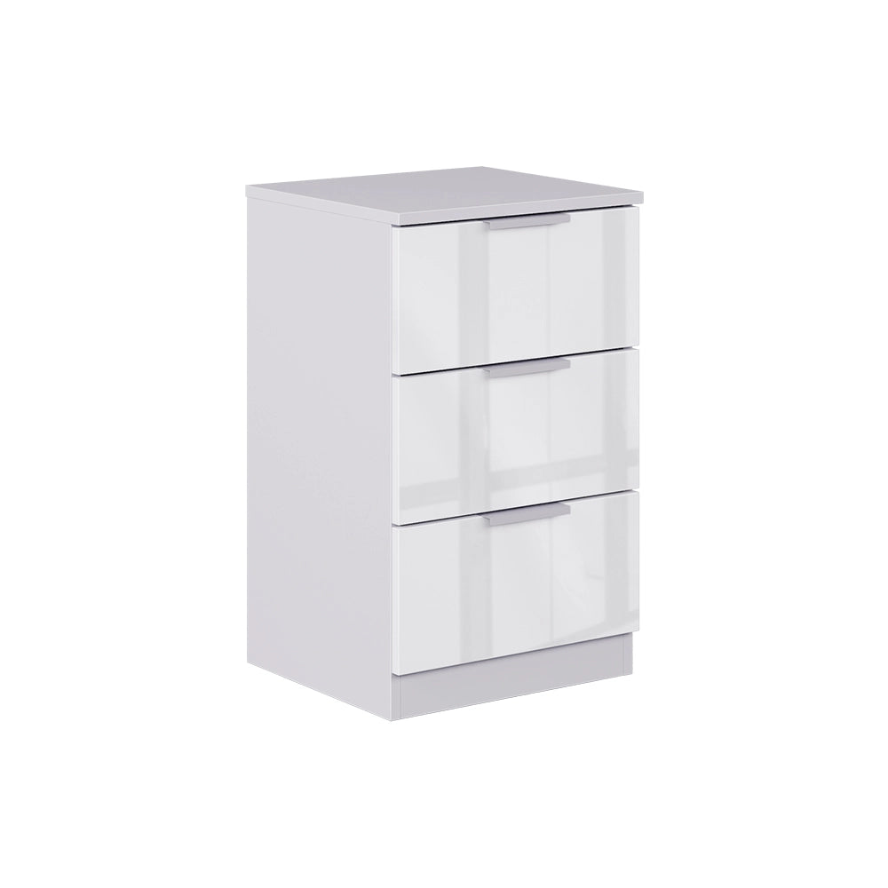 Vicco Comodino camera da letto Bianco lucido 37.6 x 61.8 cm con 3 cassetti