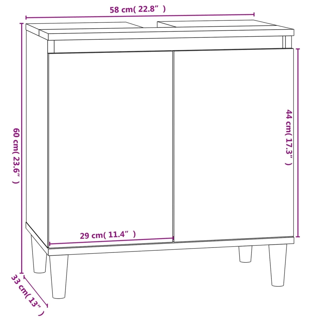 Mobile Lavabo Rovere Fumo 58x33x60 cm in Legno Multistrato 821257