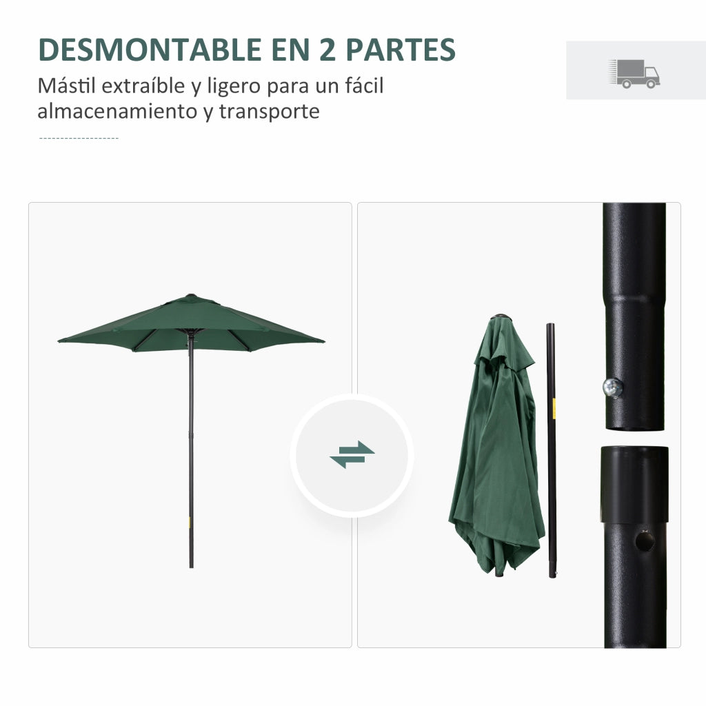 Ombrellone da Giardino con Palo in Alluminio e Tetto Ventilato ¨C Zephmum ¨C Verde