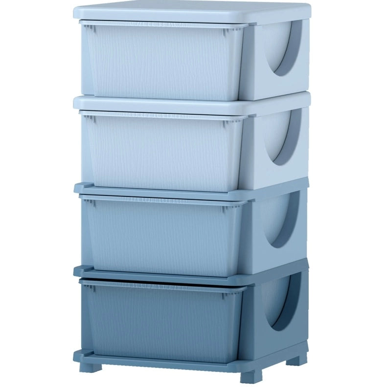 Cassettiera per bambini con 4 cassetti blu in plastica