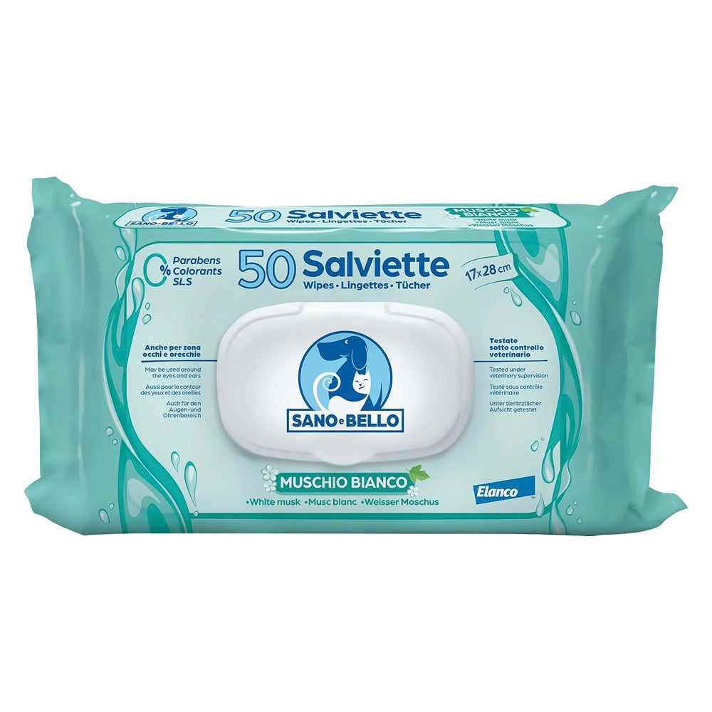 SALVETTE DETERGENTI 'SANO E BELLO' profumazione al muschio bianco  - SANO E BELLO