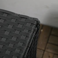 Baule da Giardino in Rattan e Acciaio con Coperchio, 95x60x53cm, Nero