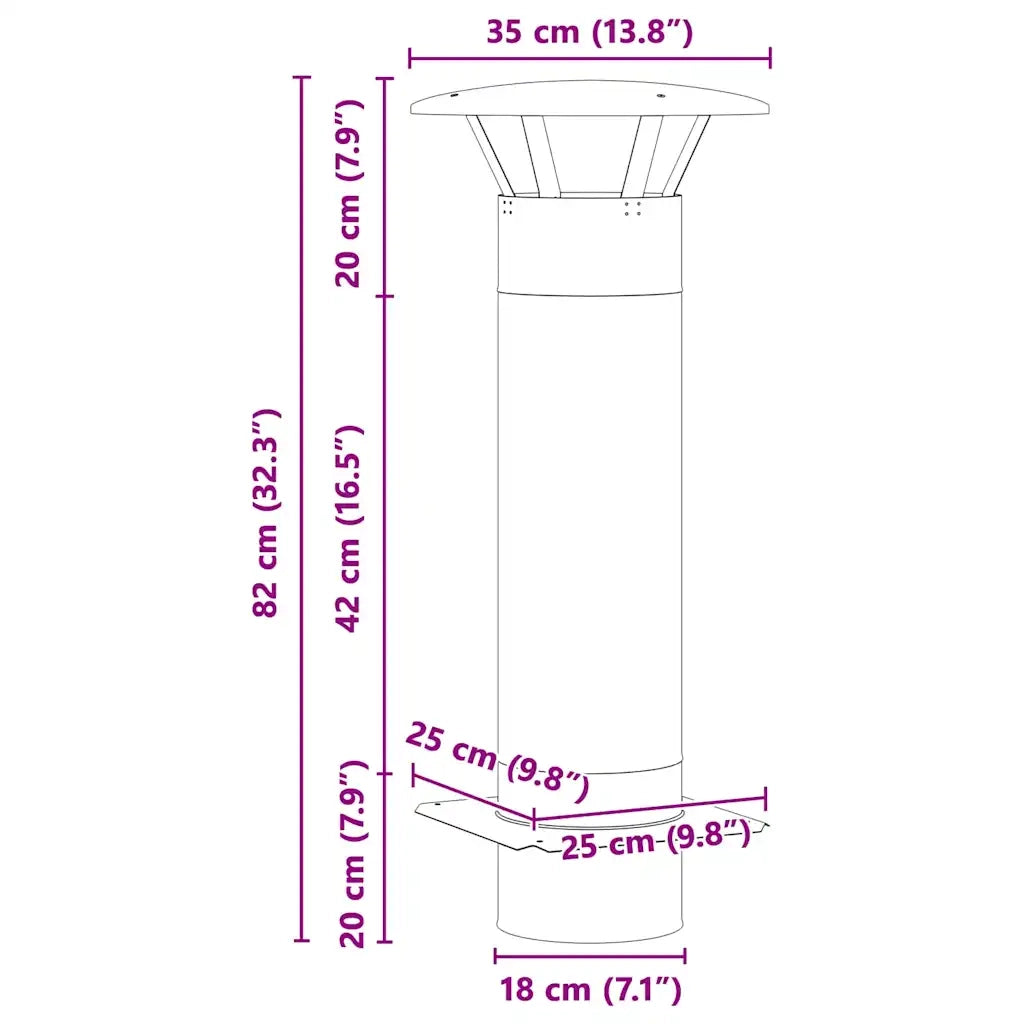 Estensione Camino Argento 35 x 35 x 82 cm Acciaio inossidabile 42008449