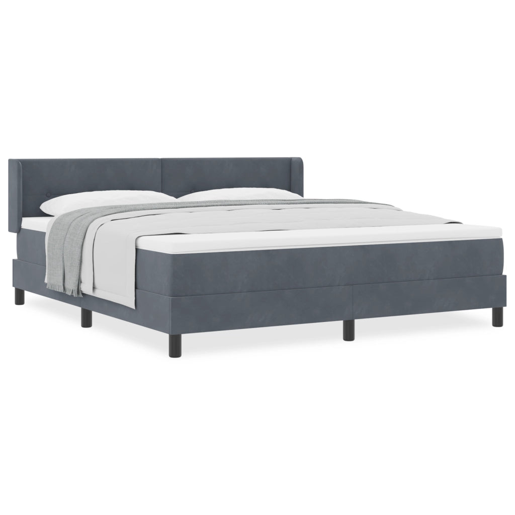 Letto a box con materasso Grigio Scuro 180x200 cm in Velluto