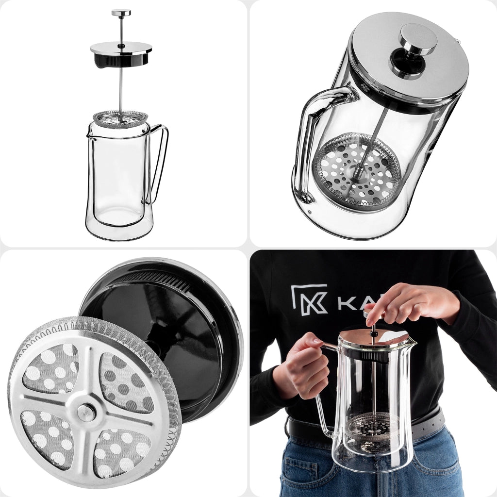 KADAX - Caffettiera a pistone da 1 litro con caraffa in vetro da 1000 ml.