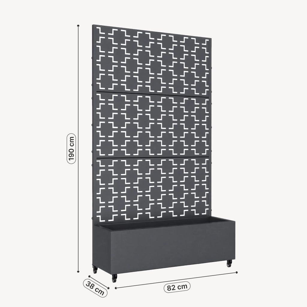 Fioriera con Spalliera Aaskis a Rotelle in Acciaio 190 x 82 x 38 cm - Grigio Antracite casa.pro