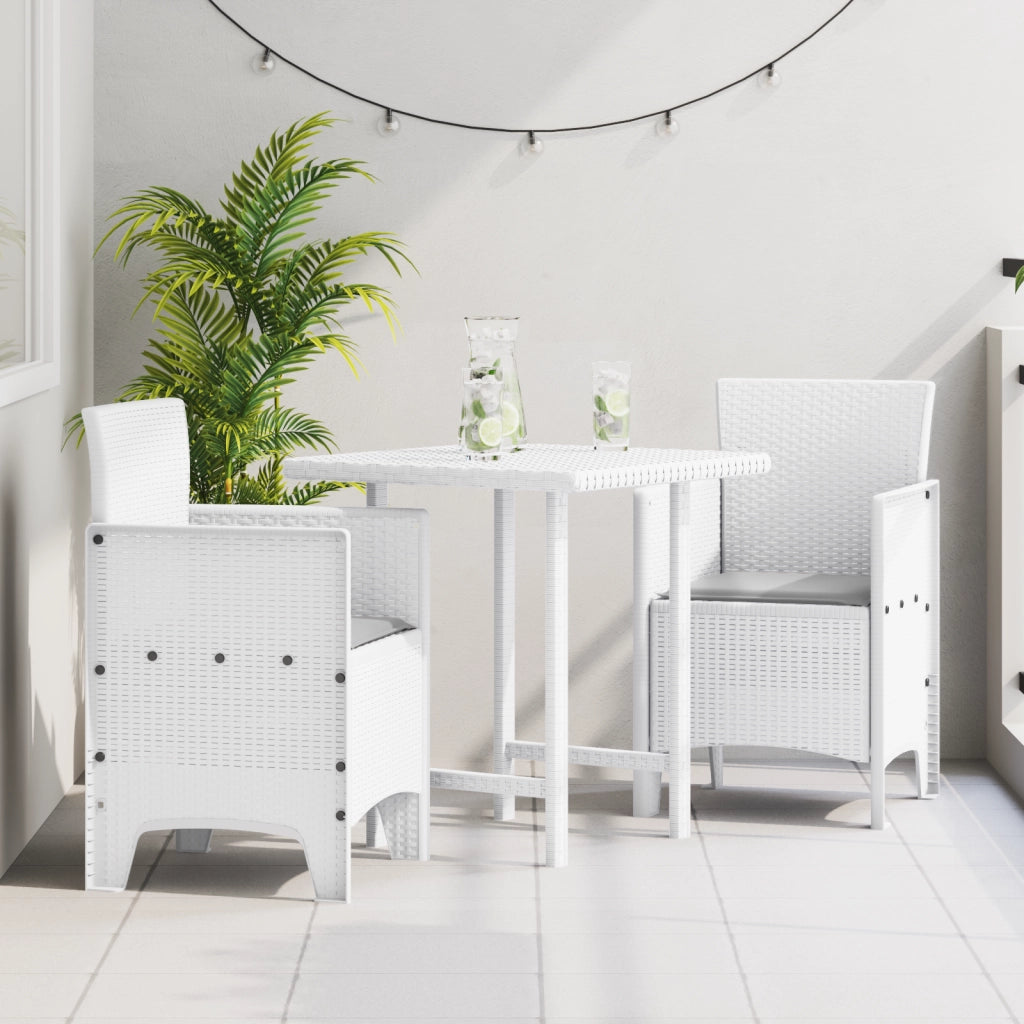 Sedie da giardino con cuscini 2 pz Bianco Polyrattan