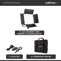 Rainbow Pannello LED fotografia 100W - Luce fotografica da studio con cambio colore RGBWW, illuminazione controllo tramite app, luce video bicolore