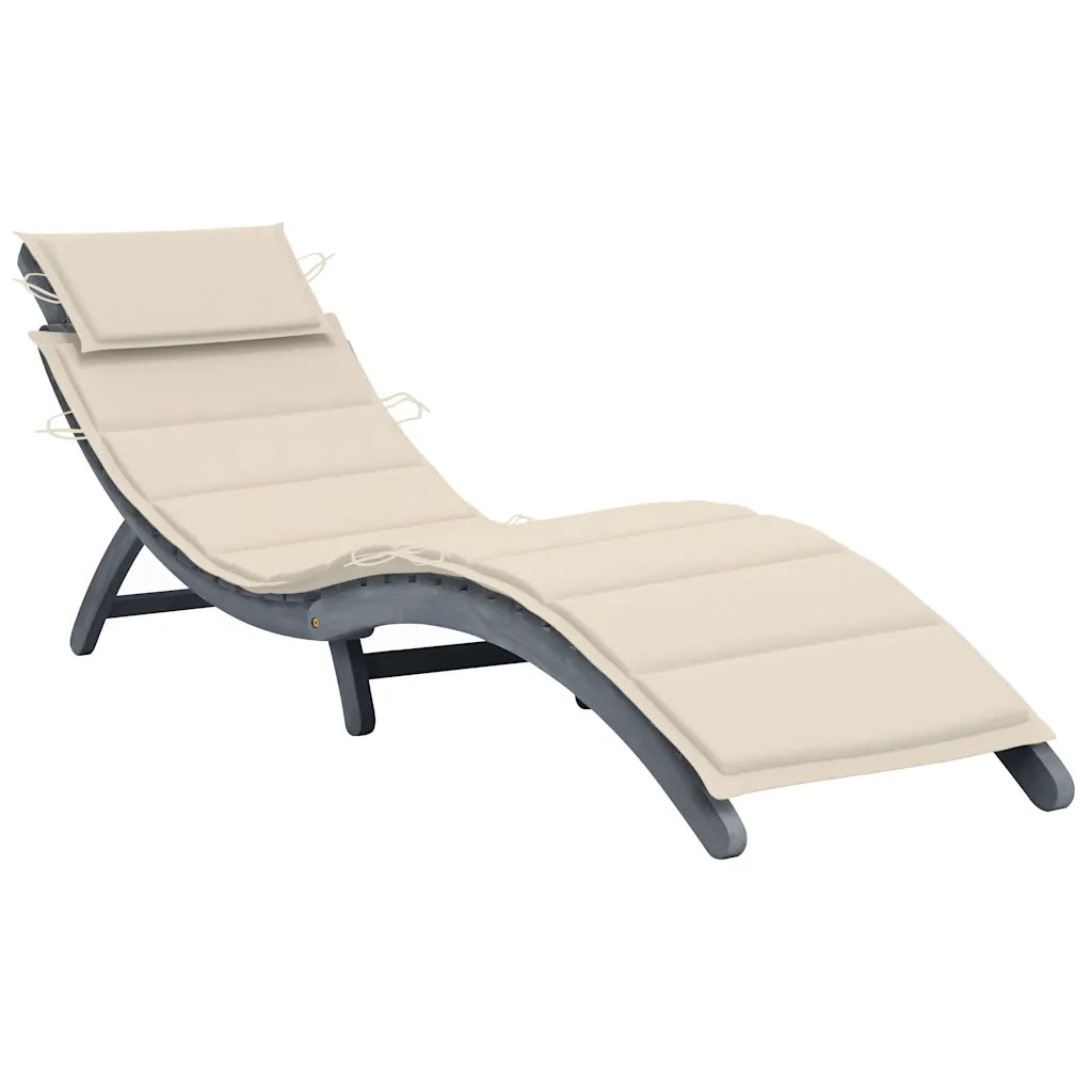 Sdraio con Cuscino Grigia in Legno Massello di Acacia cod mxl 75001