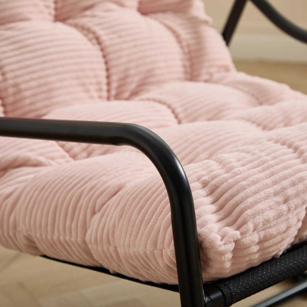Sedia a Dondolo da Giardino Dondolio Regolabile con Cuscino Spesso e Corda di Sicurezza in Acciaio Rosa 75 cm