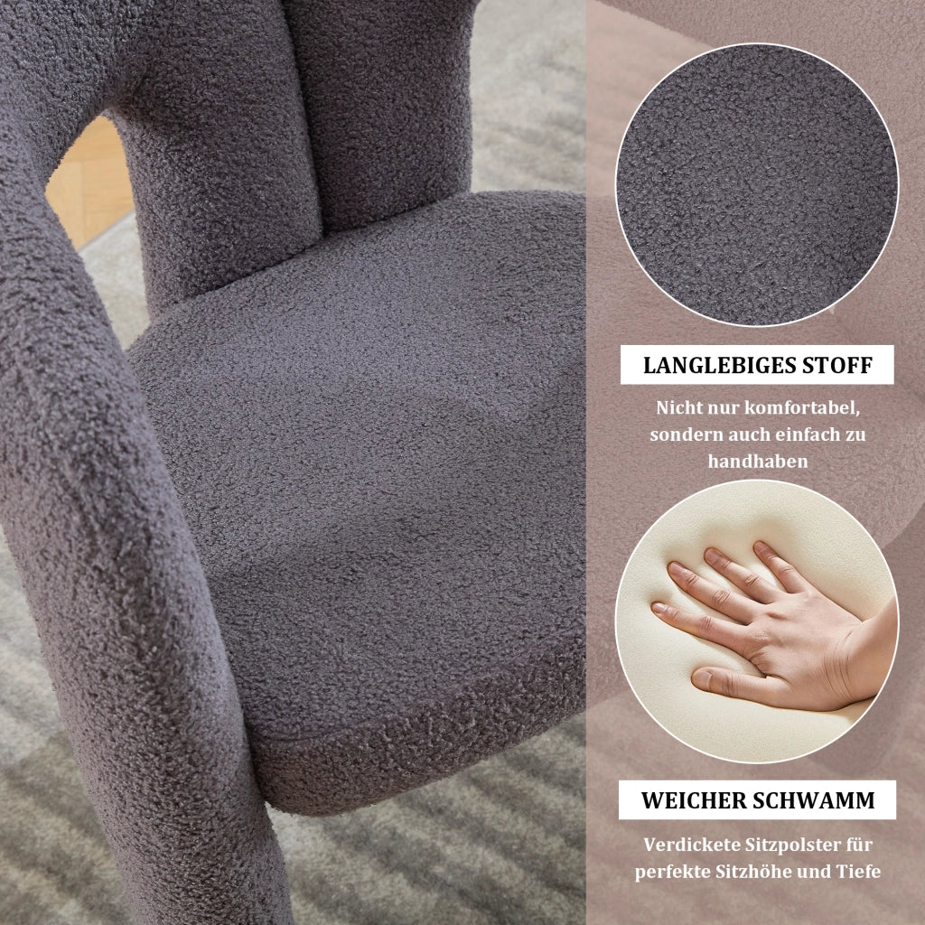Poltrona Ergonomica in Tessuto Teddy ¨C MINIMAL ¨C Grigio, Design Moderno per Soggiorno
