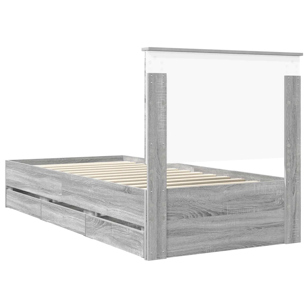 Struttura del letto con cassetto Grigio Sonoma 90 x 200 cm