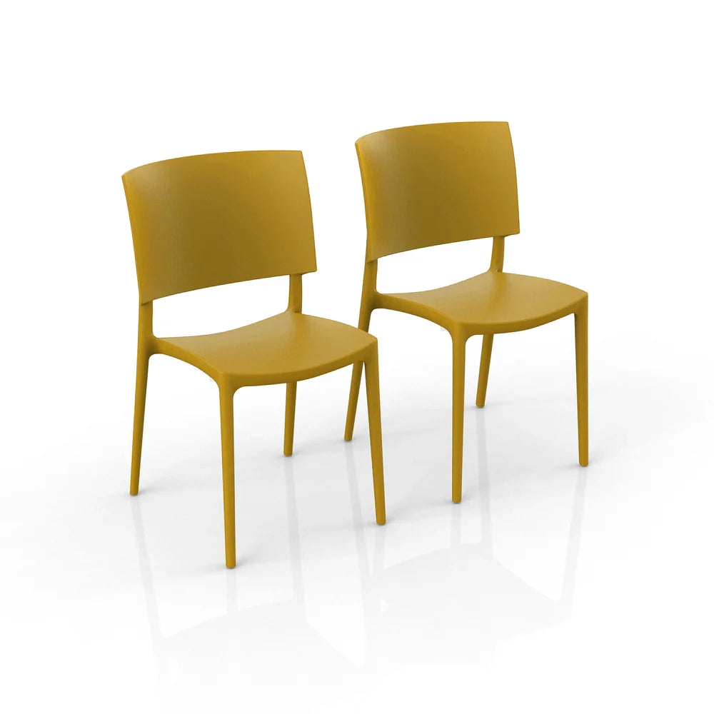 Set 2 sedie in polipropilene 100% Made in Italy SHARP, impilabile, resistente ai raggi UV, design moderno, ideale per sala da pranzo, cucina, sala d’attesa, bar, ristoranti o da esterno colore Mostarda
