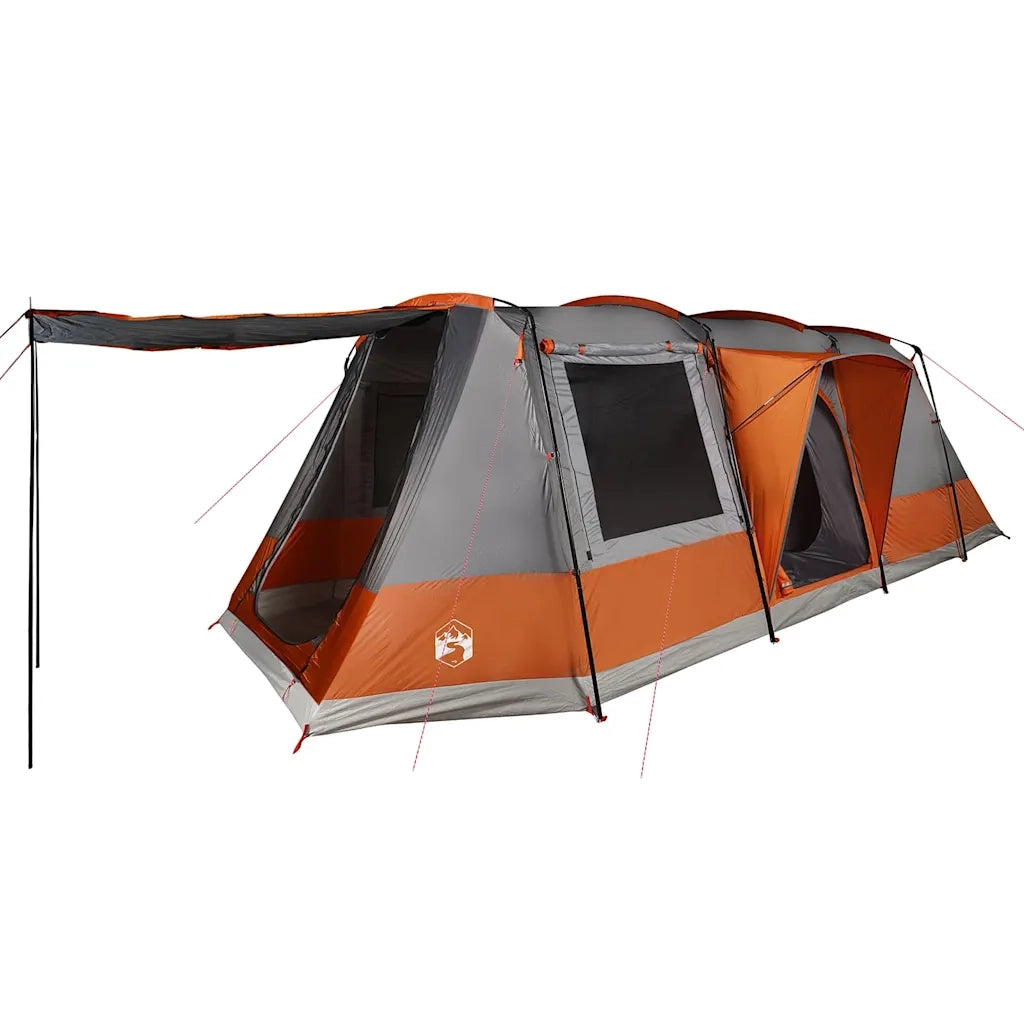 Tenda da Campeggio a Tunnel per 4 Persone-Tenda per Escursionismo Grigio e Arancione 606625