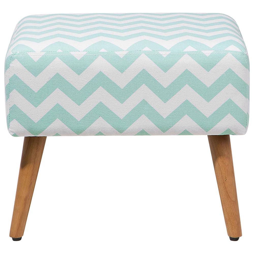 Poggiapiedi in Cotone color Verde Menta con Gambe in Legno Motivo Orientale stile etnico