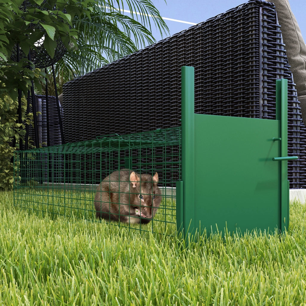 Gabbia Trappola per Piccoli Animali ¨C zephmum ¨C Verde Scuro 100x25x28 cm