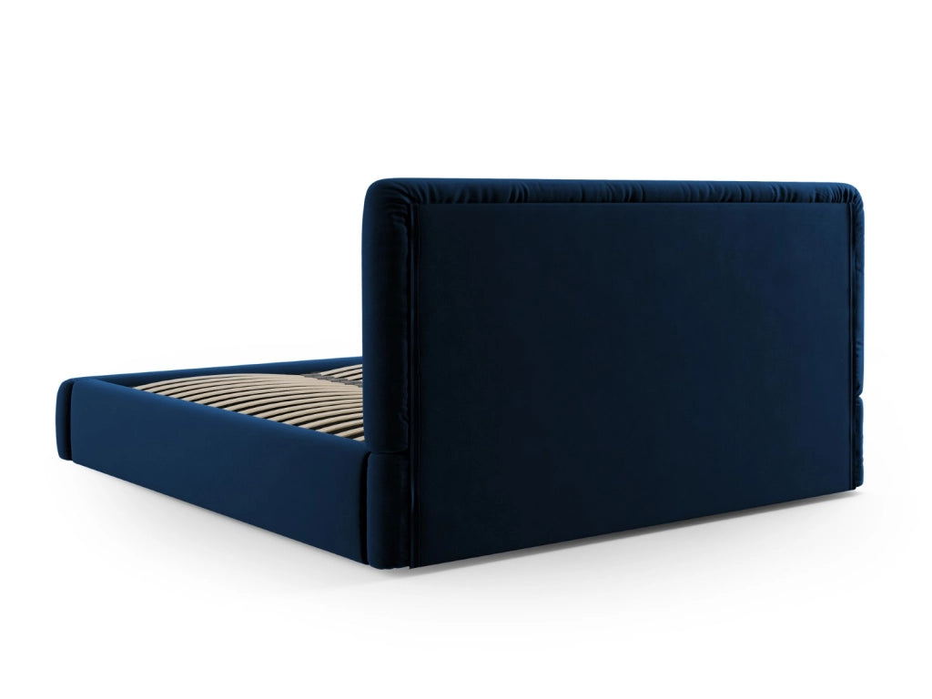 Cosmopolitan Design - Letto a cassettone con testiera "Colonel" 140x200cm in velluto blu reale 