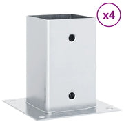 Basi per Pali Quadrate 4 pz Argento 81x81 mm in Acciaio Zincato CFW9340326