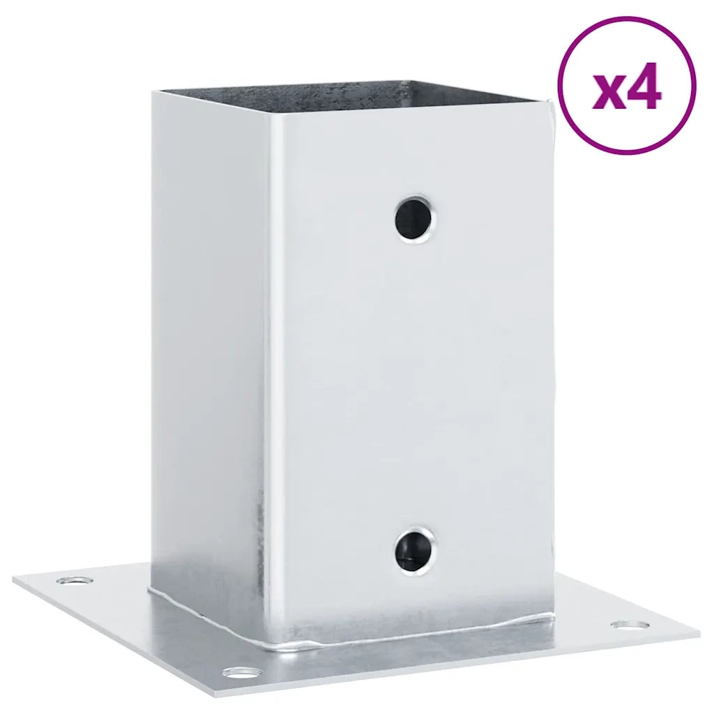 Basi per Pali Quadrate 4 pz Argento 81x81 mm in Acciaio Zincato CFW9340326