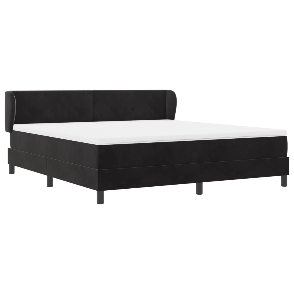 Letto a Molle con Materasso Nero 180x200 cm in Velluto