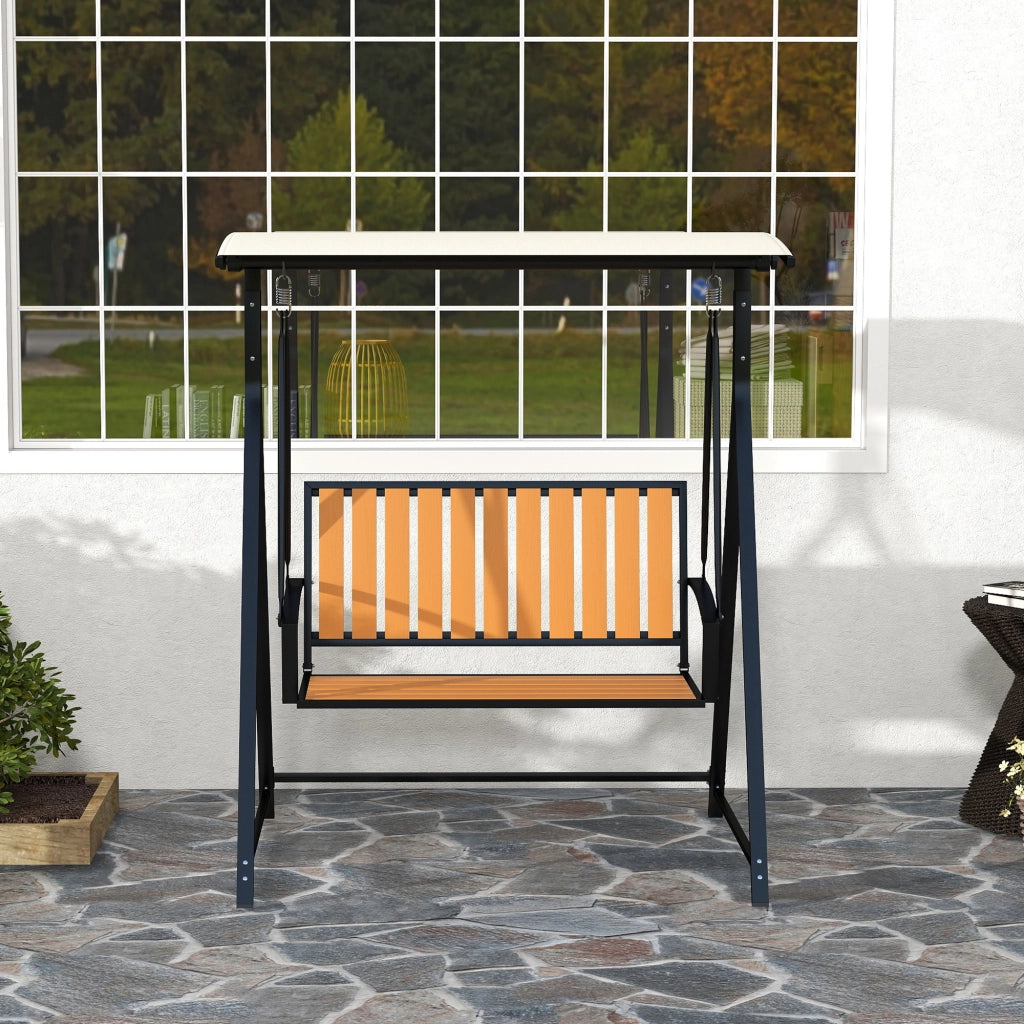 Altalena da giardino con tettoia regolabile, 2 posti ¨C zephmum ¨C nero, polyrattan, 142x112x162cm