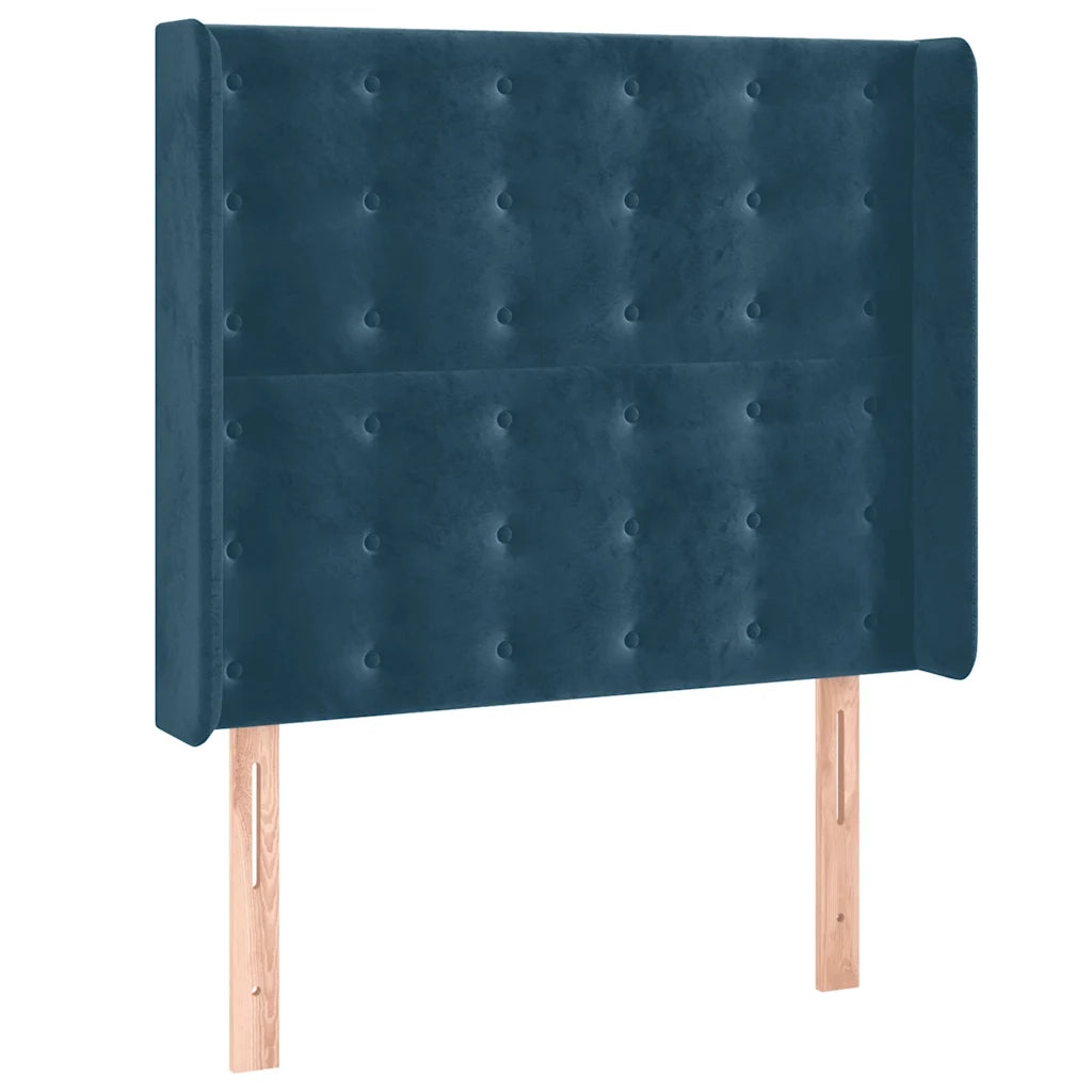 Letto a Molle con Materasso e LED Blu Scuro 80x200cm in Velluto 3139773