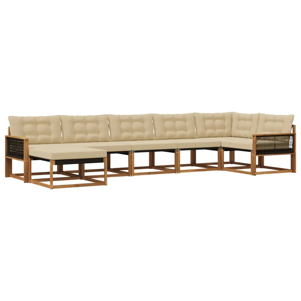 Set di divani da esterno con cuscino 7 pcs Naturale e Beige