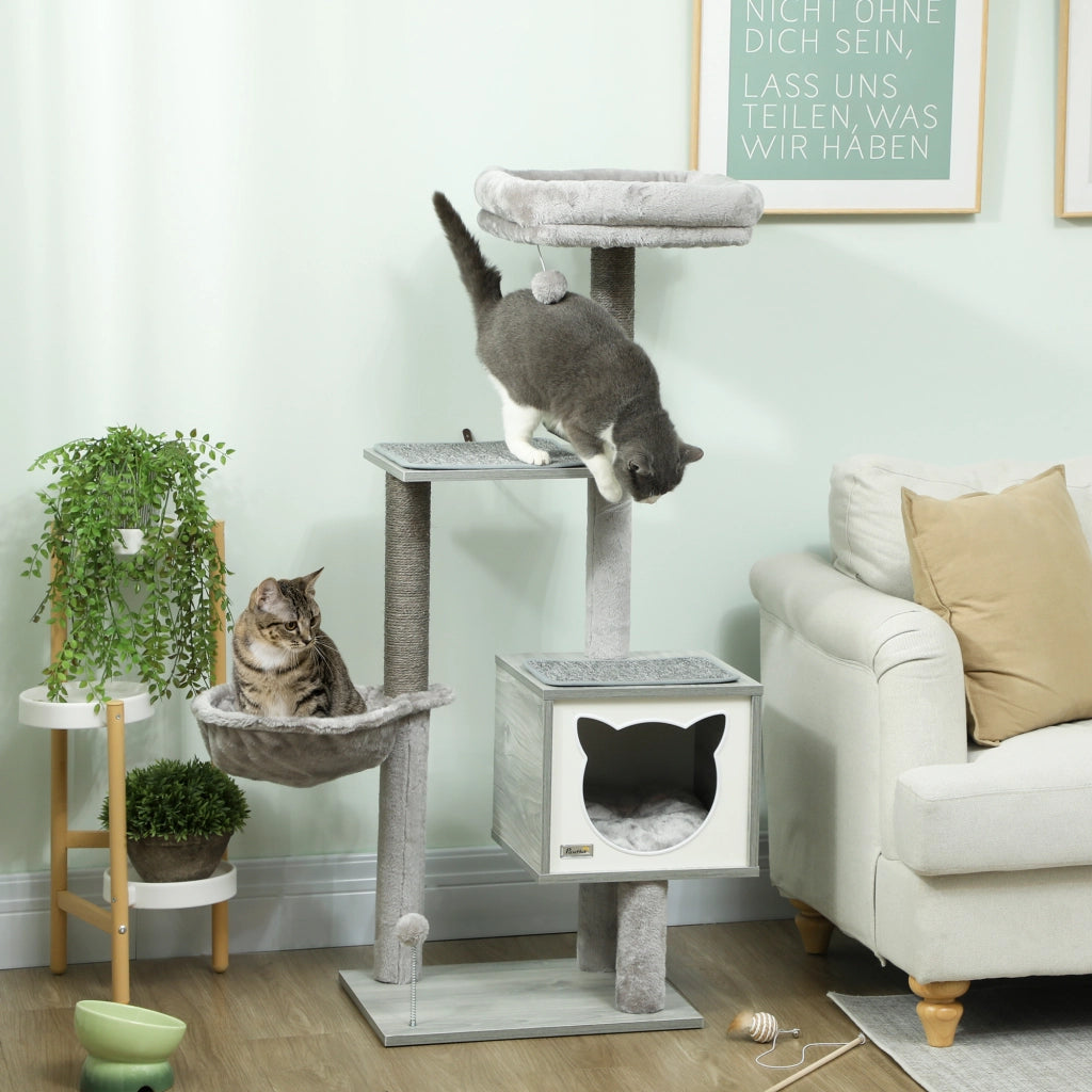 Arbre ¨¤ chat con griffoir, nicchia e amaca ¨C zephmum ¨C 48x40x126cm grigio