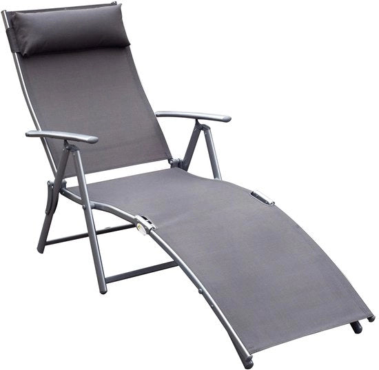 Lettino Solare - Culla Solare - Lettini Solari Culla Solare - Sedile da Giardino - con Schienale Regolabile - Lettino da Giardino - Estate - Sole - Lettini da Giardino - Lettino Esterno - Grigio