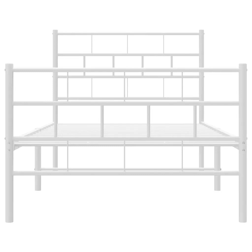 Giroletto con Testiera e Pediera Metallo Bianco 90x200 cm 355719