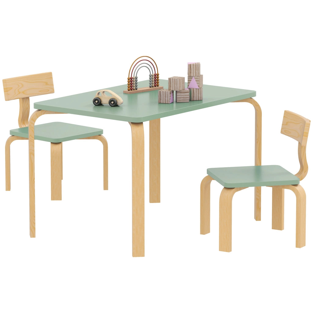 Tavolo bambini con 2 sedie ¨C zephmum ¨C legno, 78x53x53cm, verde