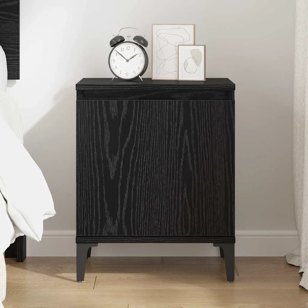 Comodino | Armadio da Notte | Mobiletto da notte Rovere Nero 40 x 30 x 50 cm Legno multistrato