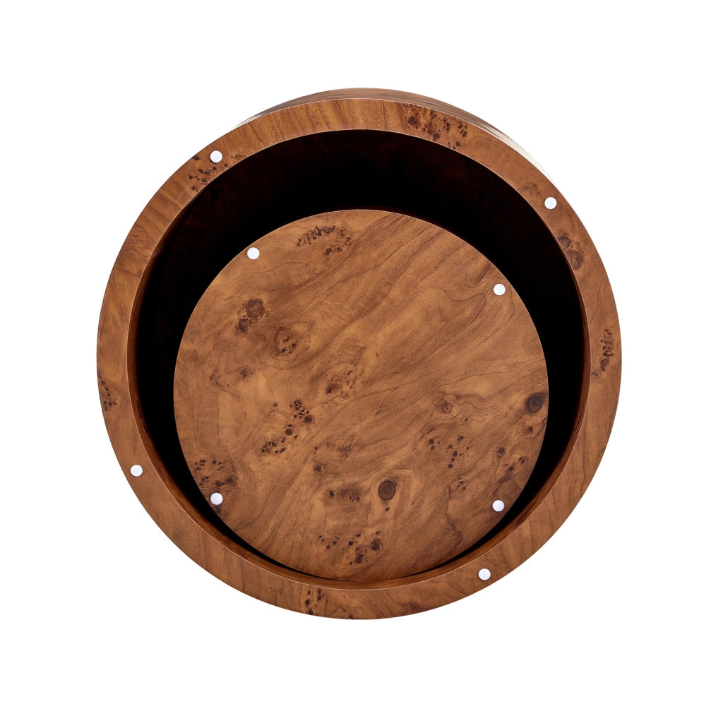 Set di 2 tavolini da caffè; con vano interno e coperchio rimovibile; in MDF effetto legno marrone