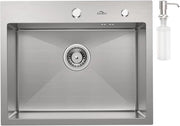 Scaletta angolare in acciaio inossidabile - lavandino incastrabile con dispenser detersivo - 1 pezzo - acciaio inossidabile - 55x45cm