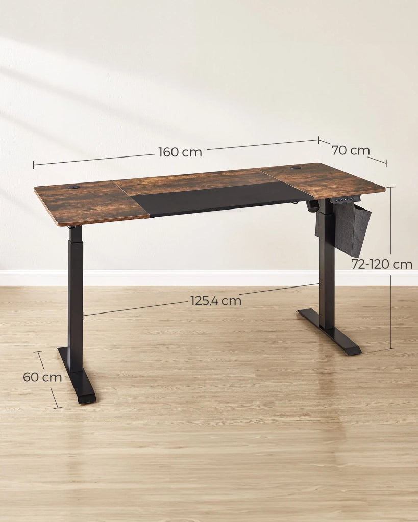 Scrivania elettrica sit-stand 70 x 160 cm tavolo regolabile in altezza con funzione memory 4 posizioni di altezza tasca portaoggetti struttura in acciaio piano spesso 12_0004551