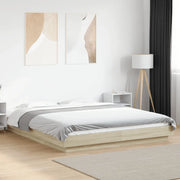 Giroletto Luci LED-Struttura Letto con LED Rovere Sonoma 160x200 cm Legno Multistrato 838206