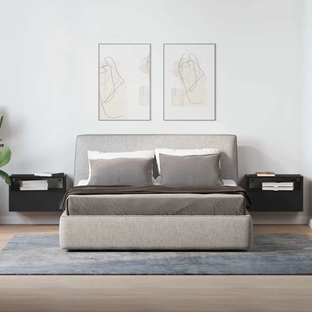 Comodini a Muro 2 pz Nero 45x26x28,5 cm 858599