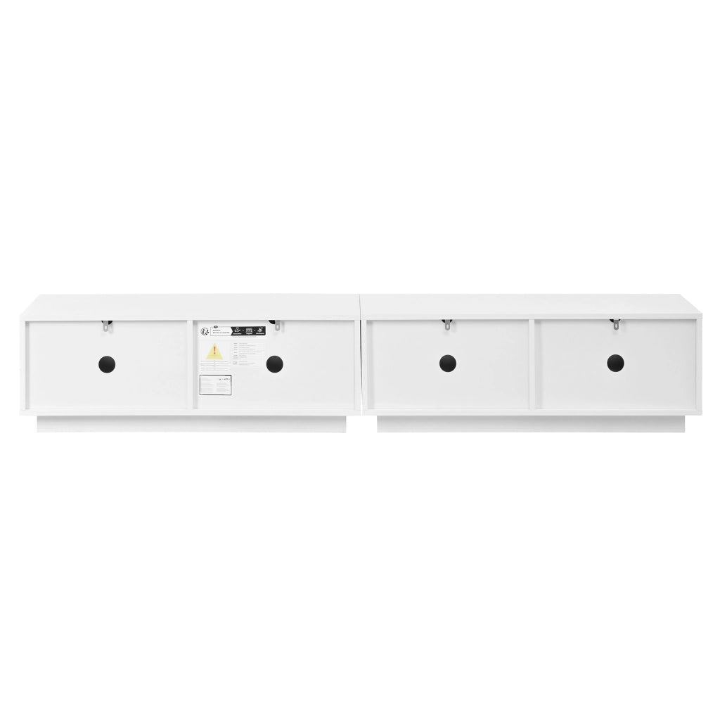 Mobile TV, motivo ondulato, cassetti con apertura a pressione, stile minimalista, bianco