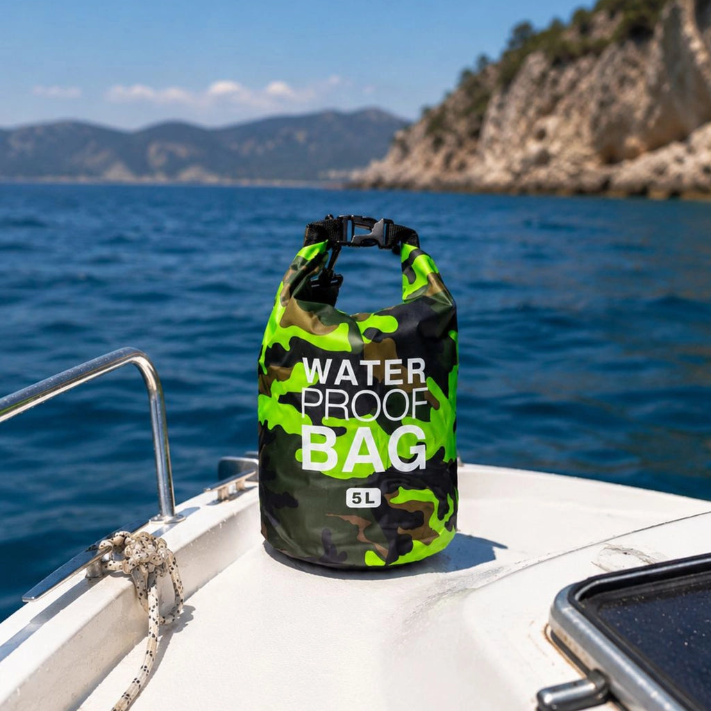 Seniliri, Borsa Impermeabile Capacità 5 lt, Verde Mimetica