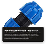 Connettore a alta pressione per tubi in PE, 32mm, connessione diretta, bassa resistenza, alta capacità di flusso