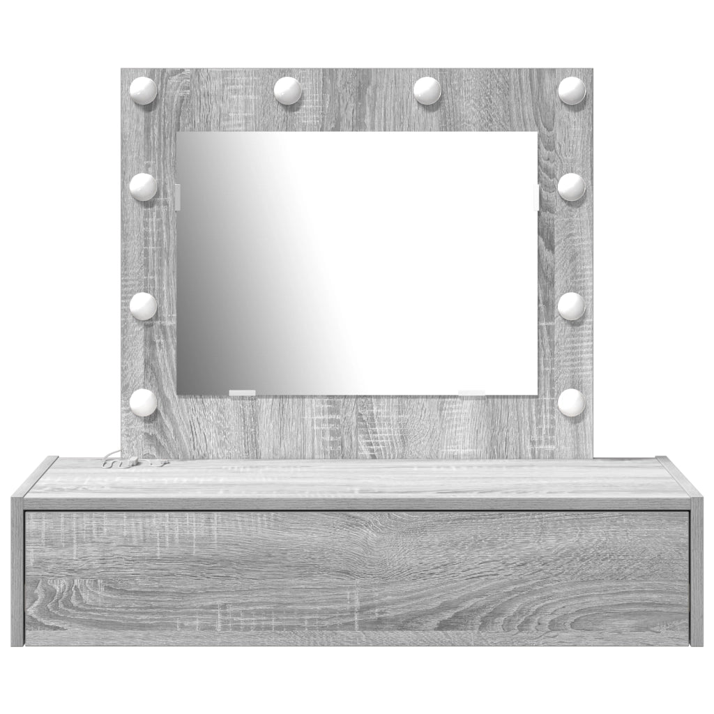 Toeletta da parete con luci LED Grigio sonoma