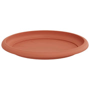 Set di 24 vassoi rotondi moderni per fiori 14 x 2 cm facili da pulire in plastica rosso mattone 02_0059348