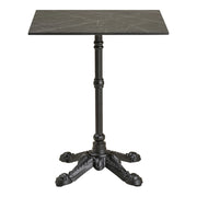 Tavolino bistrot in ghisa effetto marmo grigio scuro con base ornamentale nera