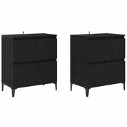 Credenza | Sideboards 2 pcs Rovere Nero 60 x 35 x 70 cm Legno multistrato